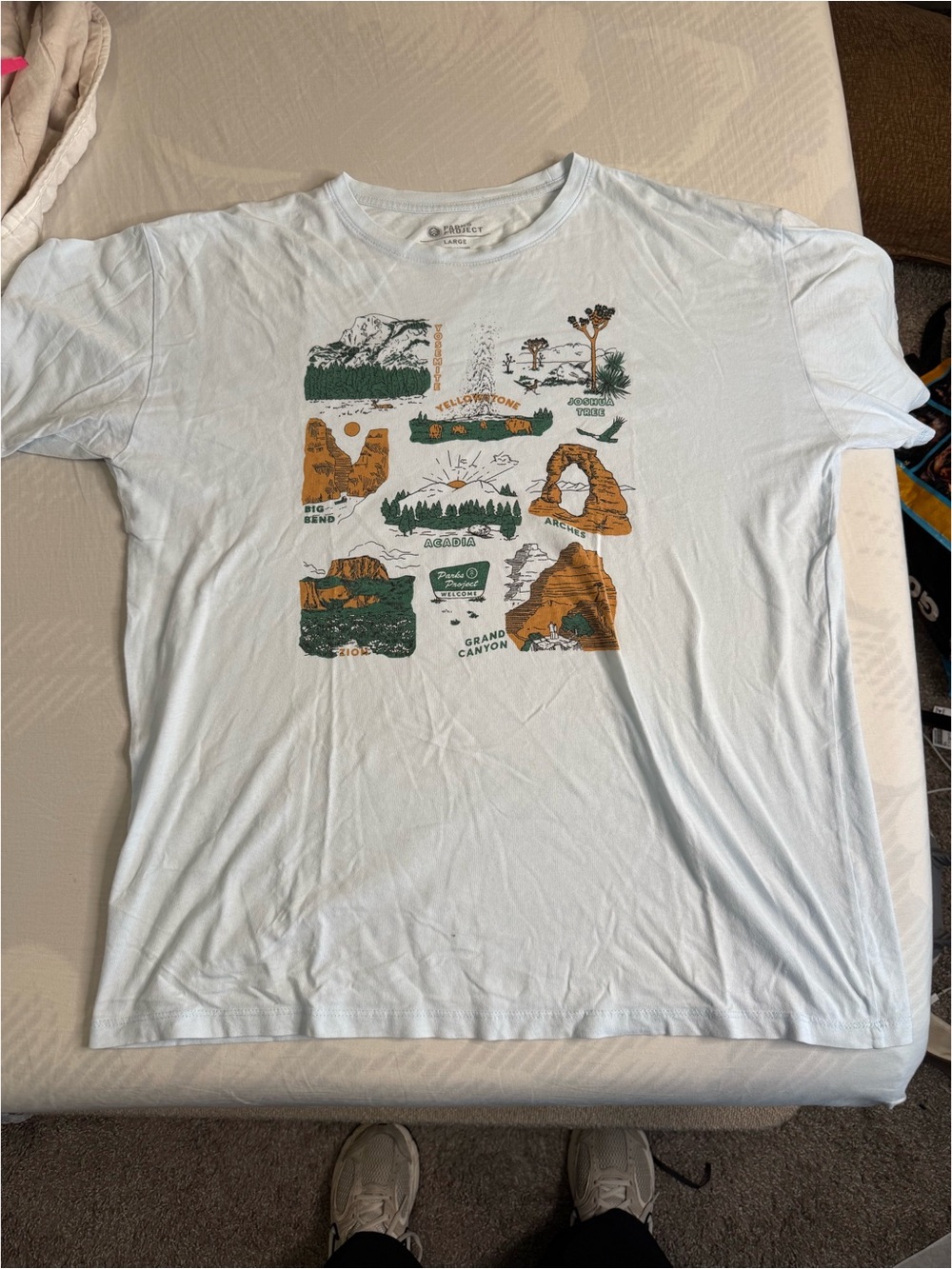 Men’s Light Blue Graphic Tee - National Parks Design